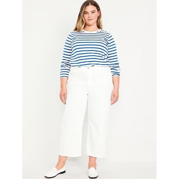 OLD NAVY Women's High-Waisted Wow Crop Wide-Leg Jeans Size 18 In White Wash - Picture 1 of 10